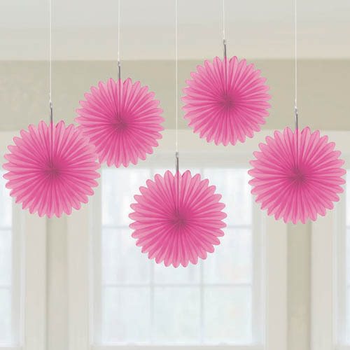 Pink Mini Hanging Fan Decorations (5ct)